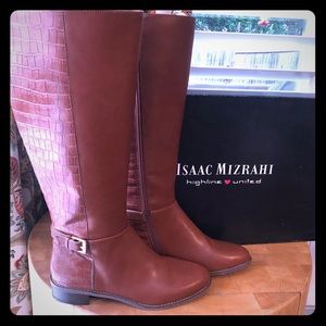 **ISAAC MIZRAHI CROC RIDING BOOTS SIZE 8.5**